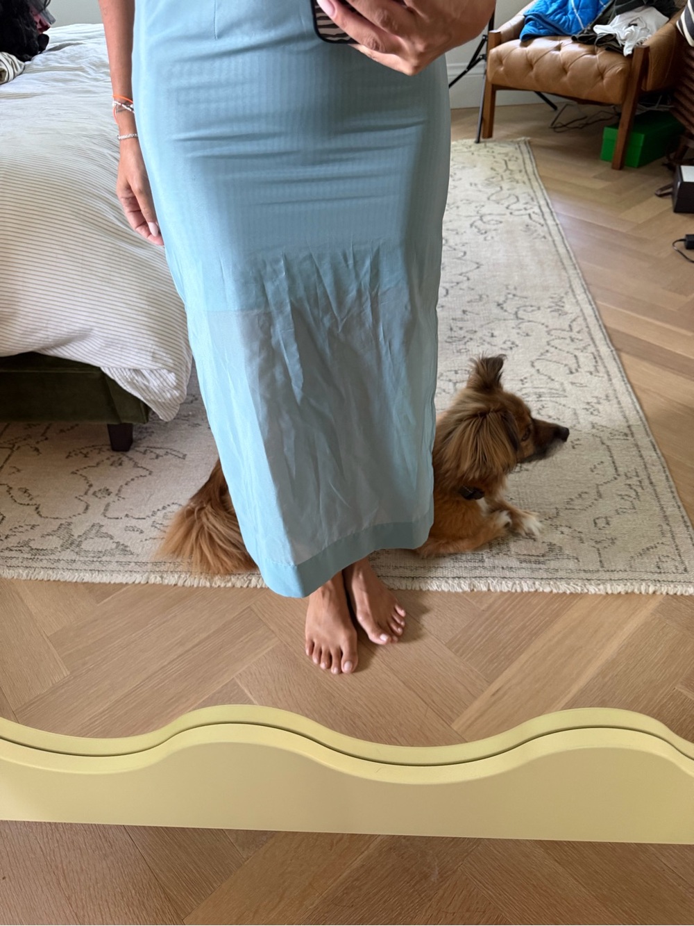 COS Sky Blue Midi Slip Skirt